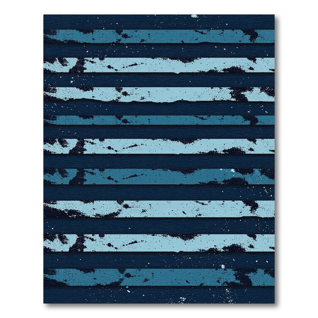 Distressed Navy and Teal Coastal Stripe Rug