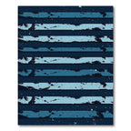 Distressed Navy and Teal Coastal Stripe Rug