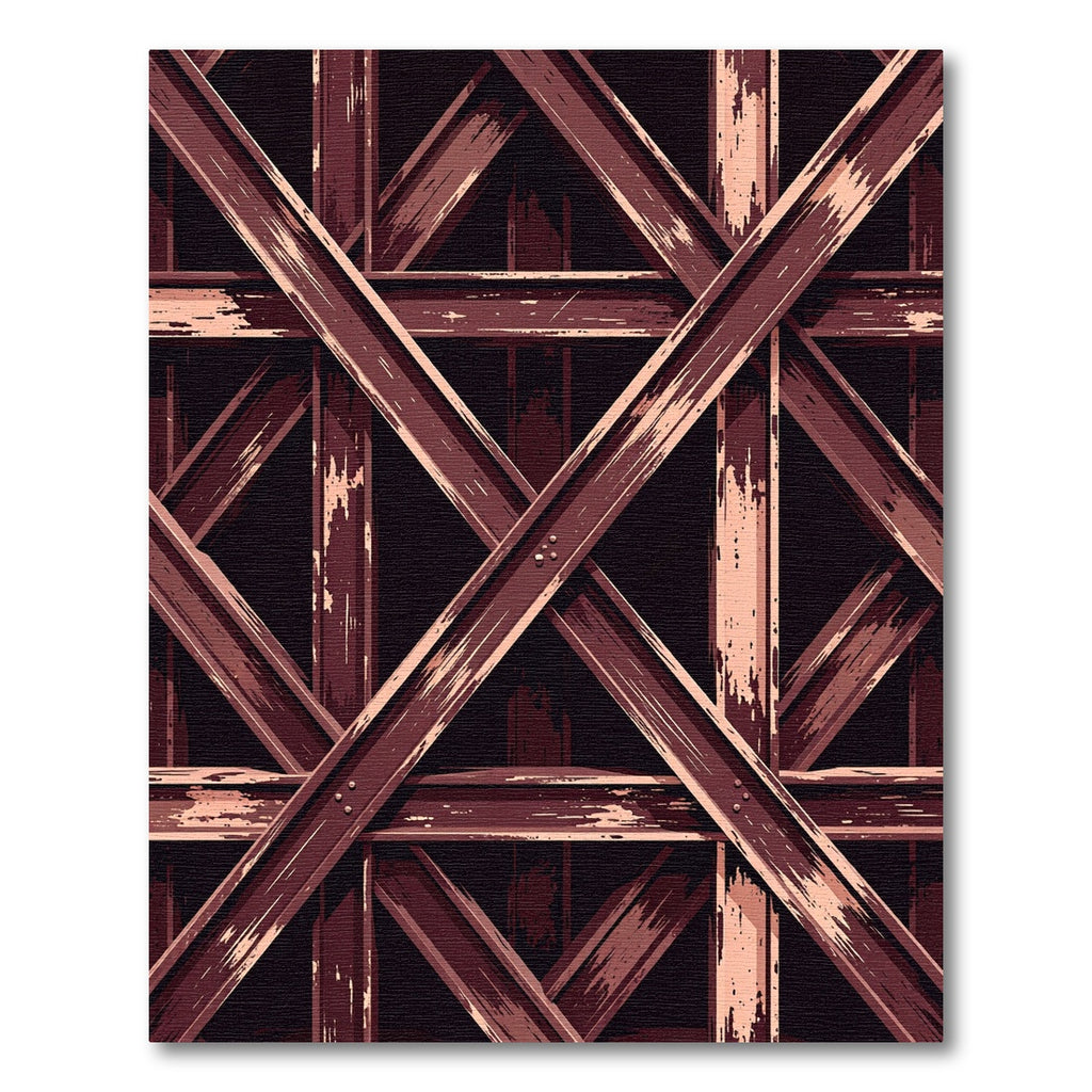 Deep Redwood Textured I-Beam Overlap Rug