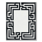 Modern Black Maze Geometric Frame Rug