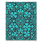 Teal Four Leaf Clover Botanical Tile Rug