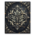 Elegant Gold Foliage Ornate Damask Rug