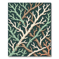 Earthy Deep Teal Oceanic Coral Reef Rug