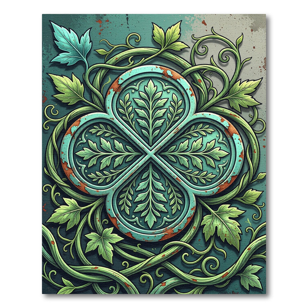 Oxidized Copper Clover Botanical Medallion Rug