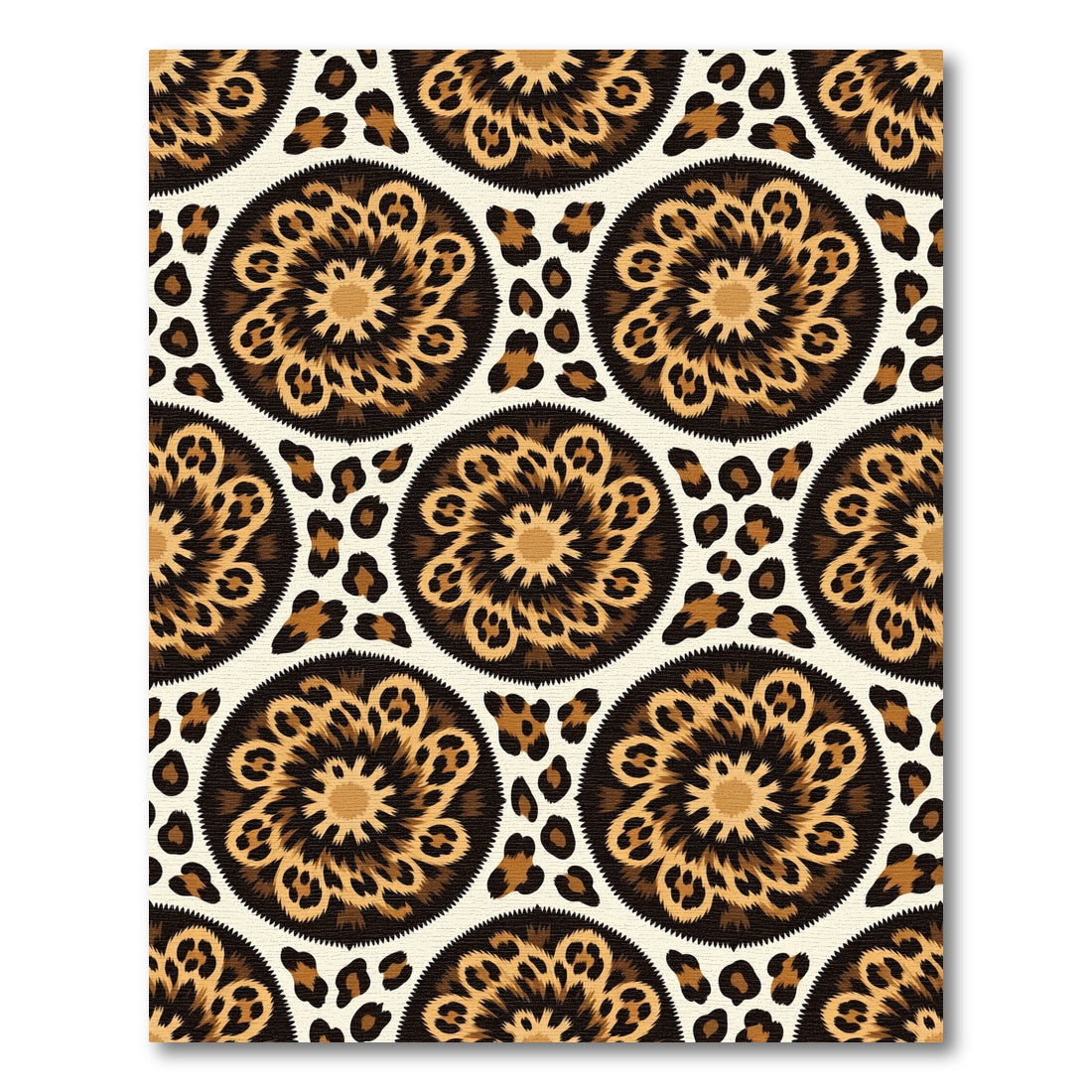 Animal Print Medallion Beige Rug