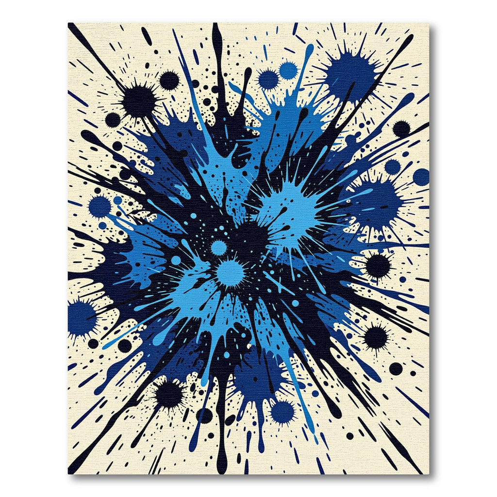 Splattered Blue Abstract Explosion Rug