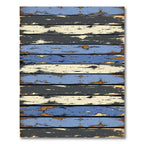 Distressed Wood Plank Blue Gray Beige Rug