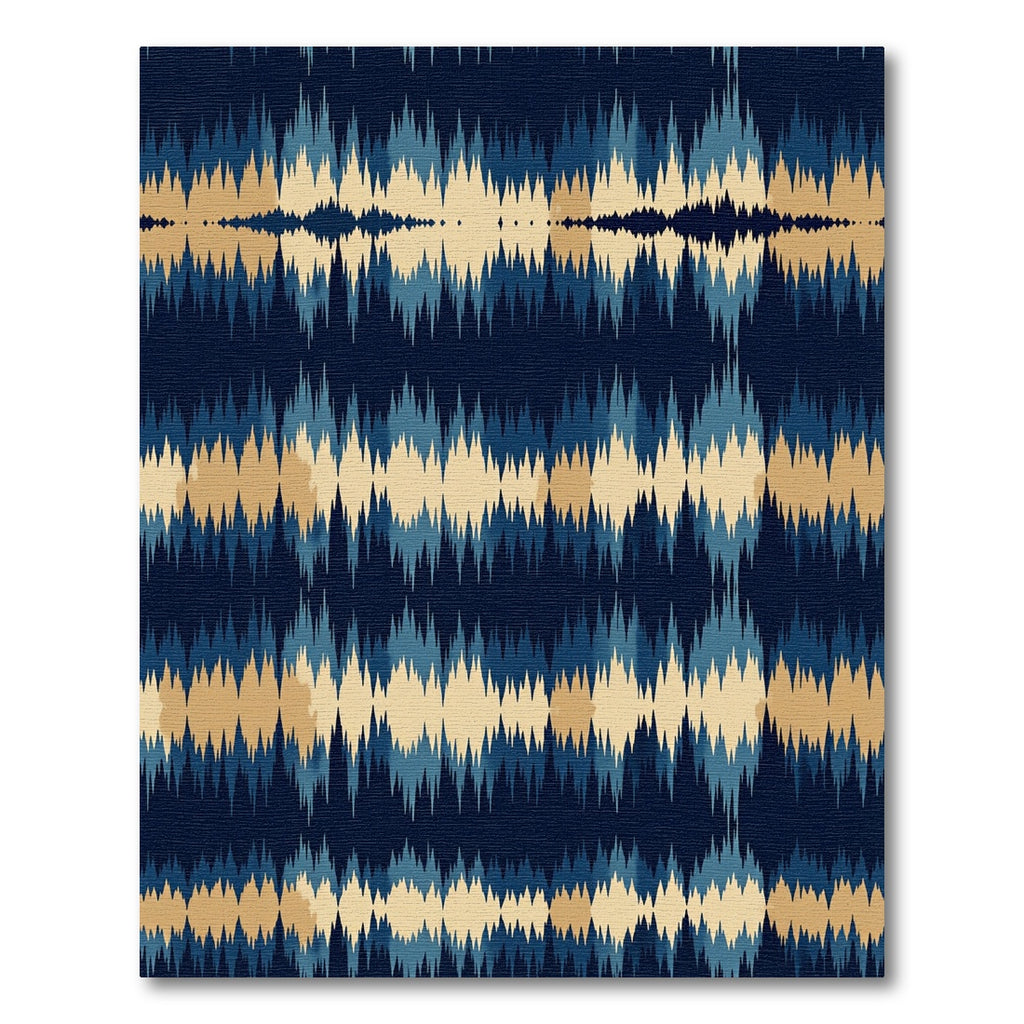 Deep Blue Golden Jagged Stripes Rug