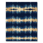 Deep Blue Golden Jagged Stripes Rug