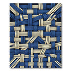 Abstract Navy and Cream Woven Weave Rug