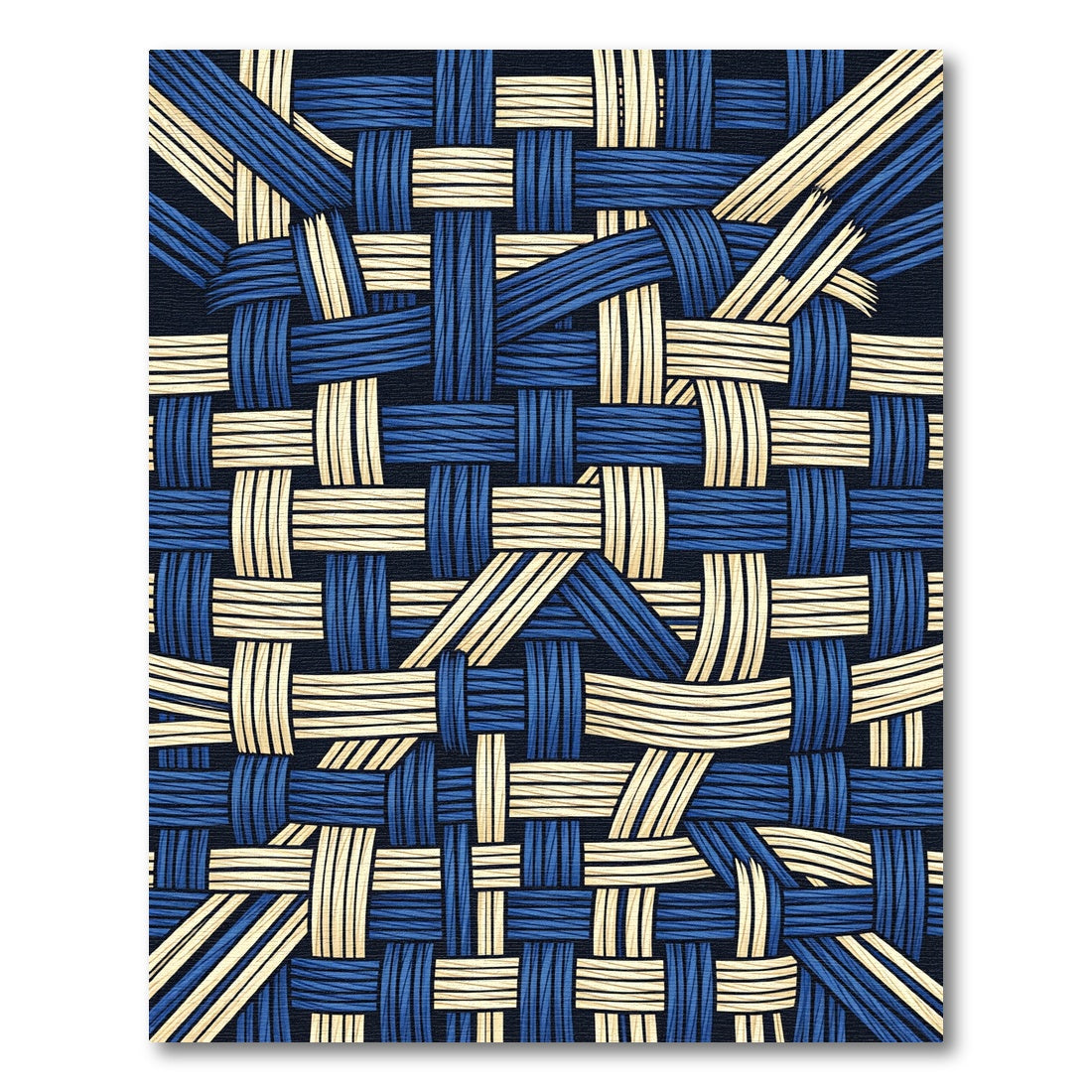 Abstract Navy and Cream Woven Weave Rug