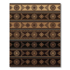 Golden Brown Geometric Floral Bands Rug