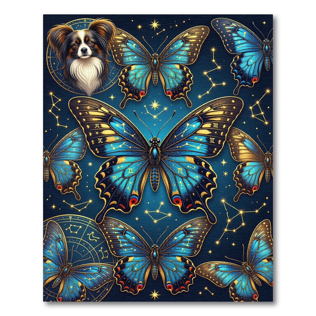 Celestial Blue Butterfly Constellation Art Rug