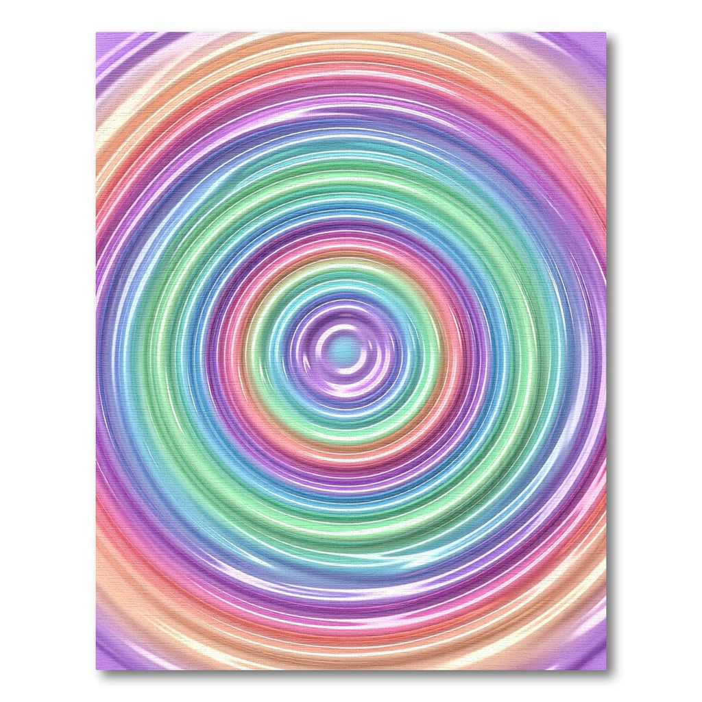 Vibrant Iridescent Rainbow Ripple Circular Rug