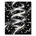 Elegant Silver Swirling Ribbon Celebration Rug