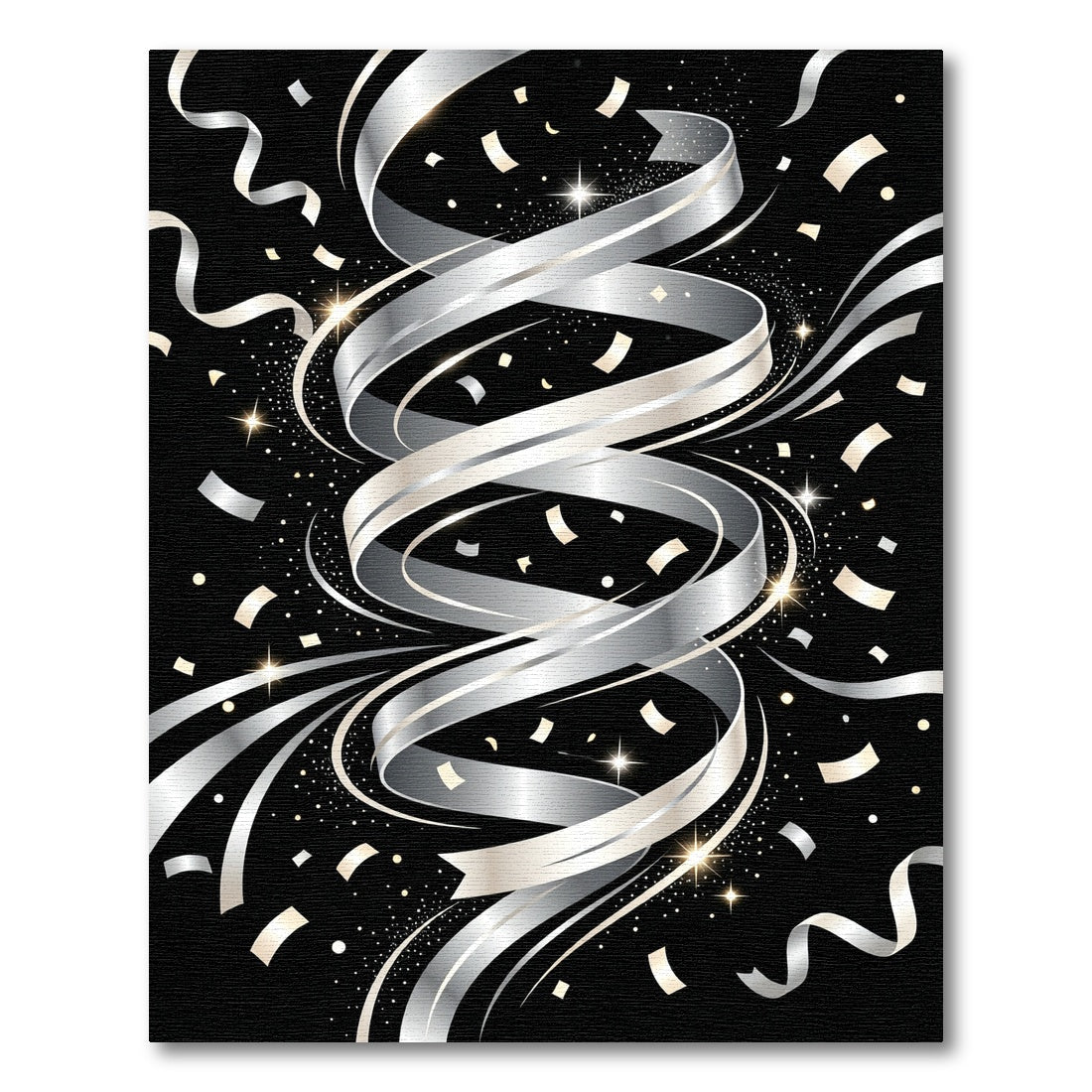 Elegant Silver Swirling Ribbon Celebration Rug