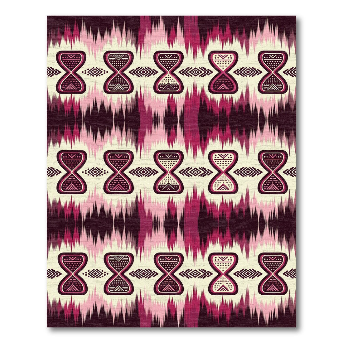 Crimson Hourglass Ikat Inspired Rug