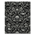 Ornate Silver Scrollwork Floral Rug