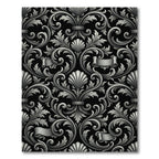 Ornate Silver Scrollwork Floral Rug