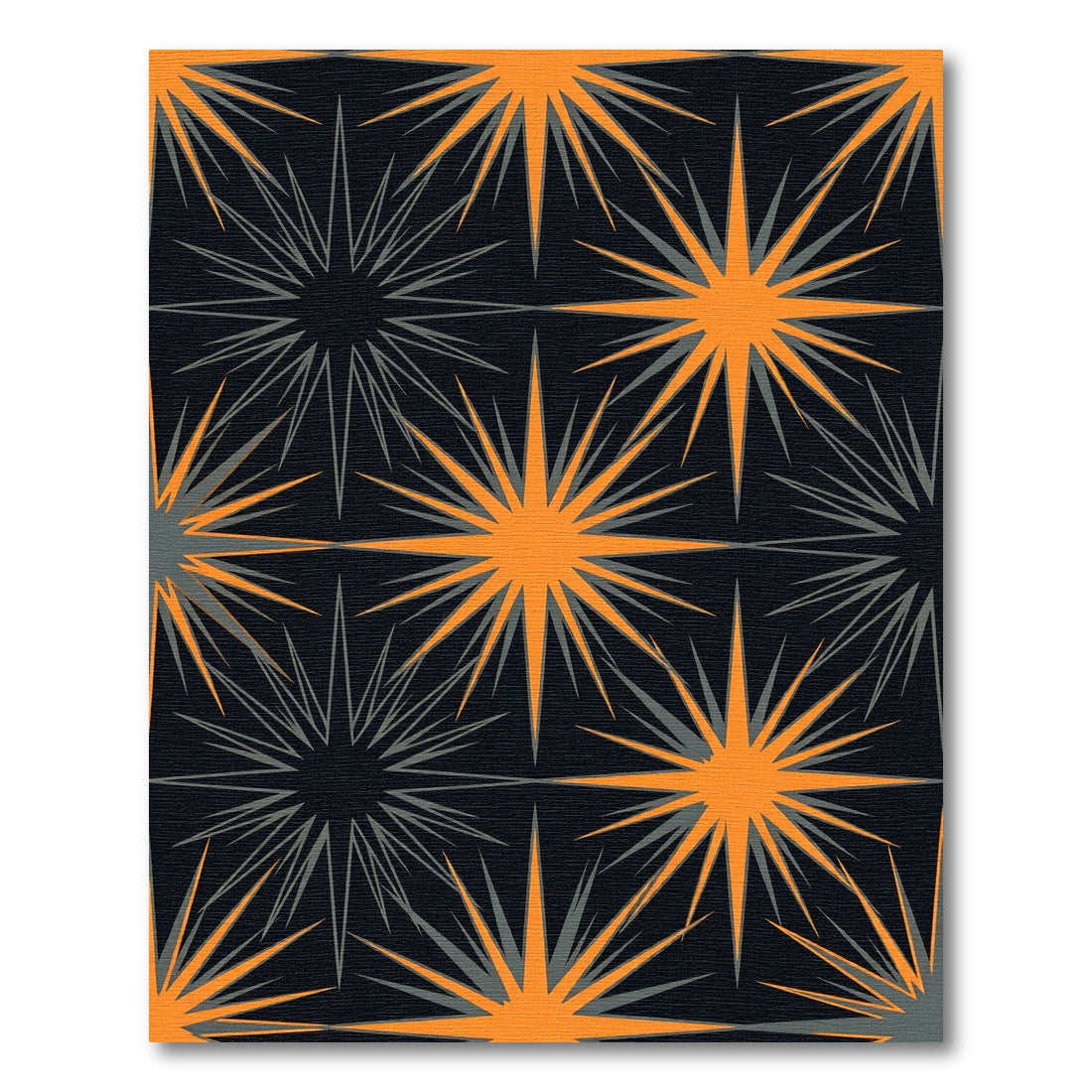 Midcentury Modern Celestial Starry Orange Rug