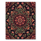 Red And Gold Floral Mandala Rug