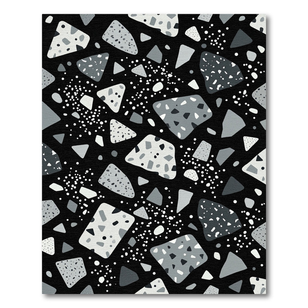 Monochrome Terrazzo Stone Scatter Rug