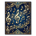 Art Deco Golden Musical Note Navy Rug