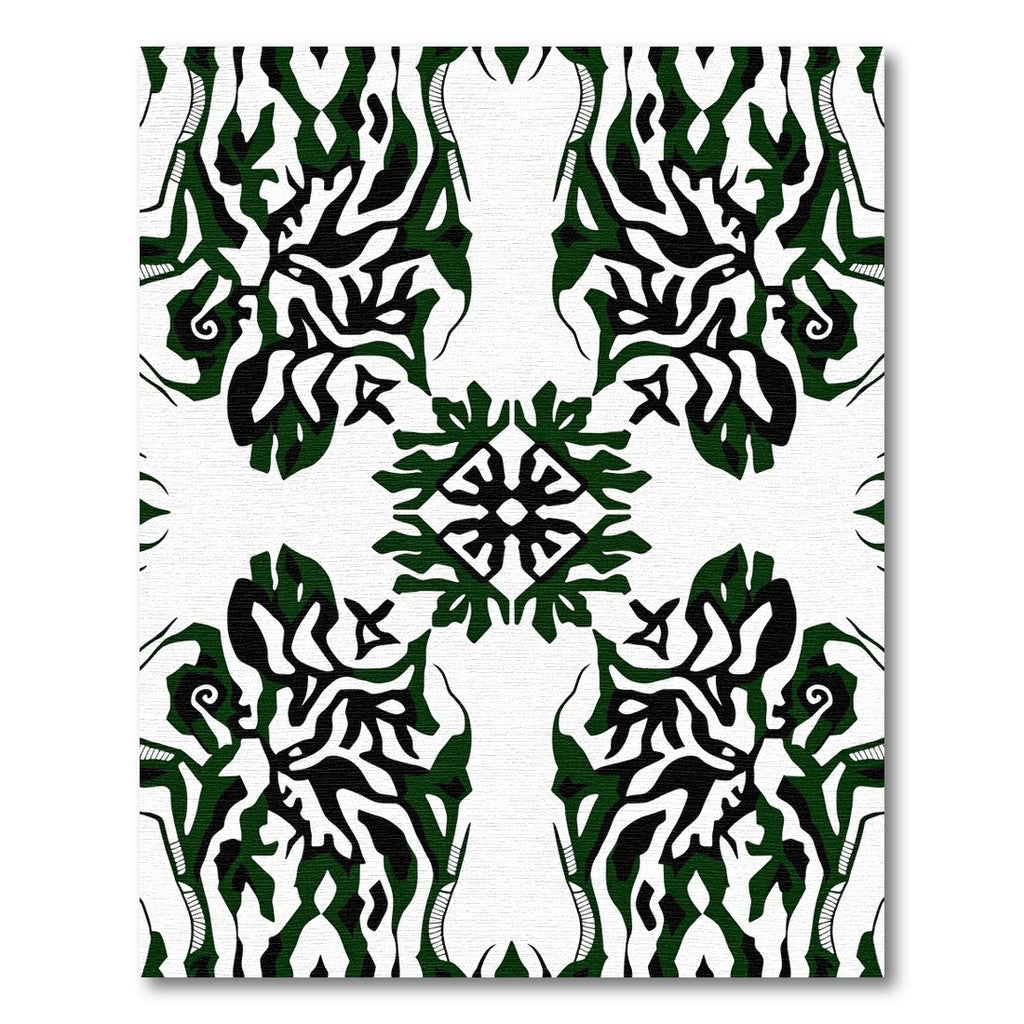 Abstract Emerald Black White Symmetry Rug