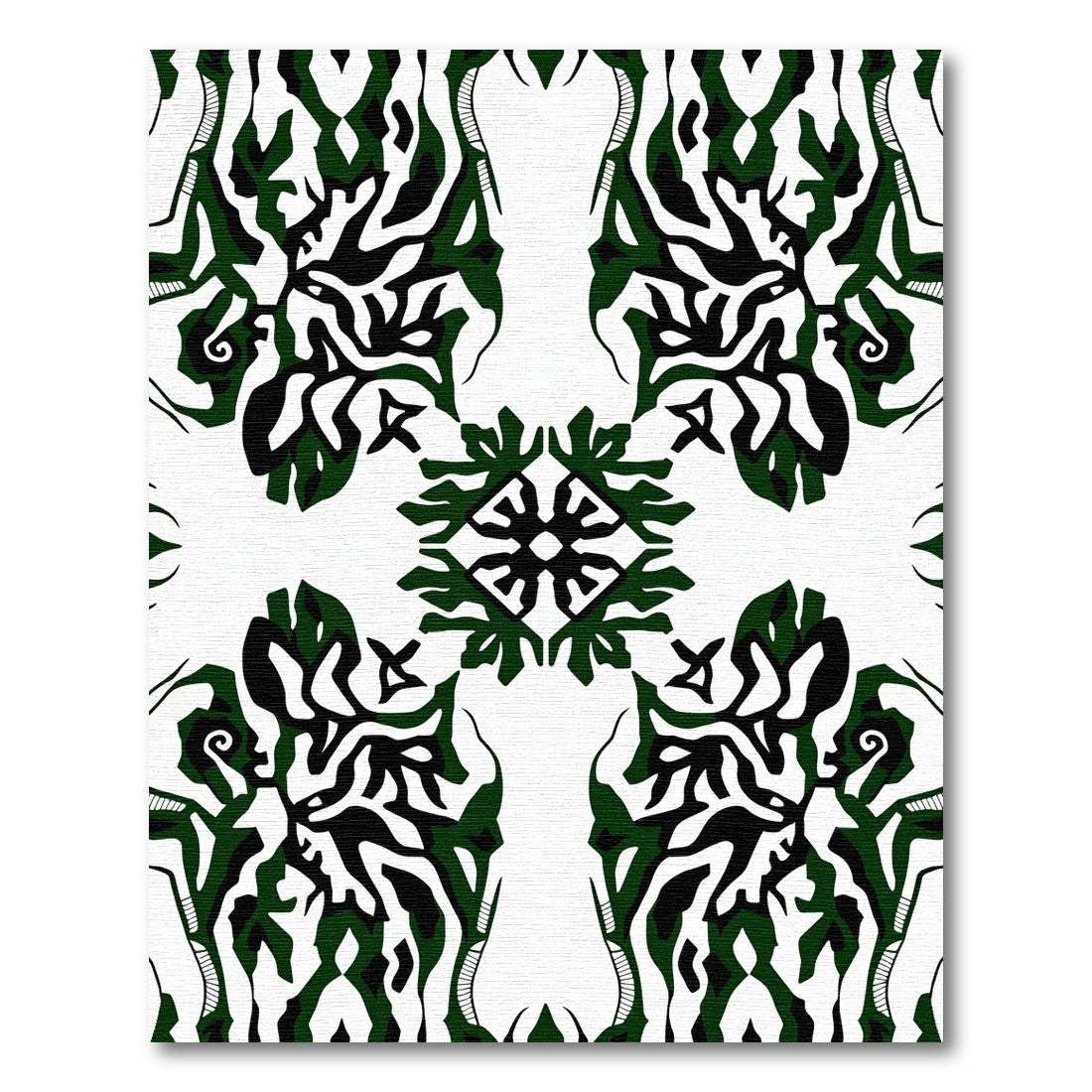 Abstract Emerald Black White Symmetry Rug