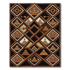 Earthy Brown Geometric Diamond Arrow Rug