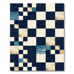 Geometric Navy Blue Cosmic Ocean Square Rug