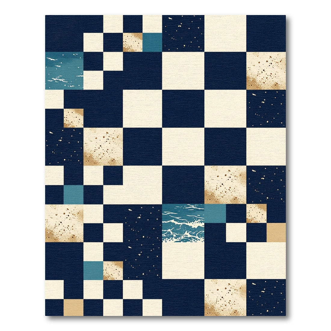 Geometric Navy Blue Cosmic Ocean Square Rug