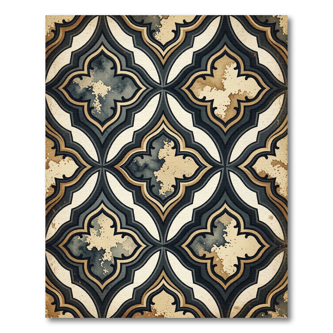 Vintage Quatrefoil Medallion Arrangement Rug