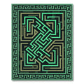 Luminous Emerald Greek Key Maze Rug