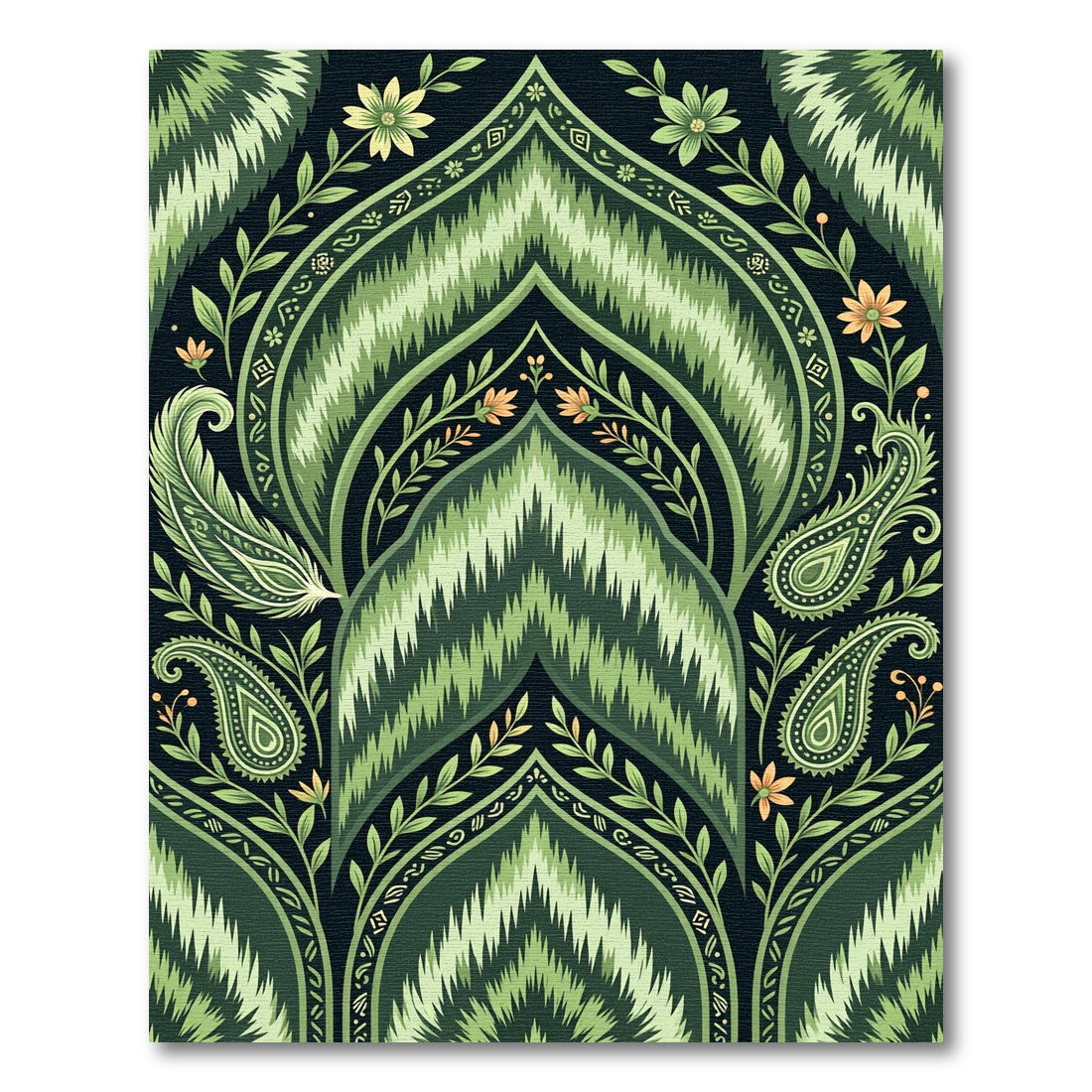 Emerald Paisley Floral Arch Rug