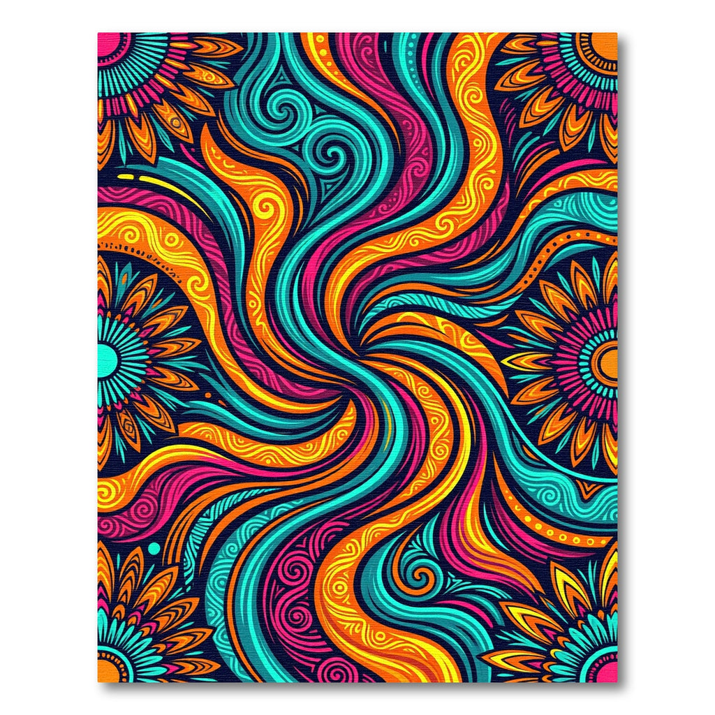 Vibrant Radiant Swirl Floral Art Rug