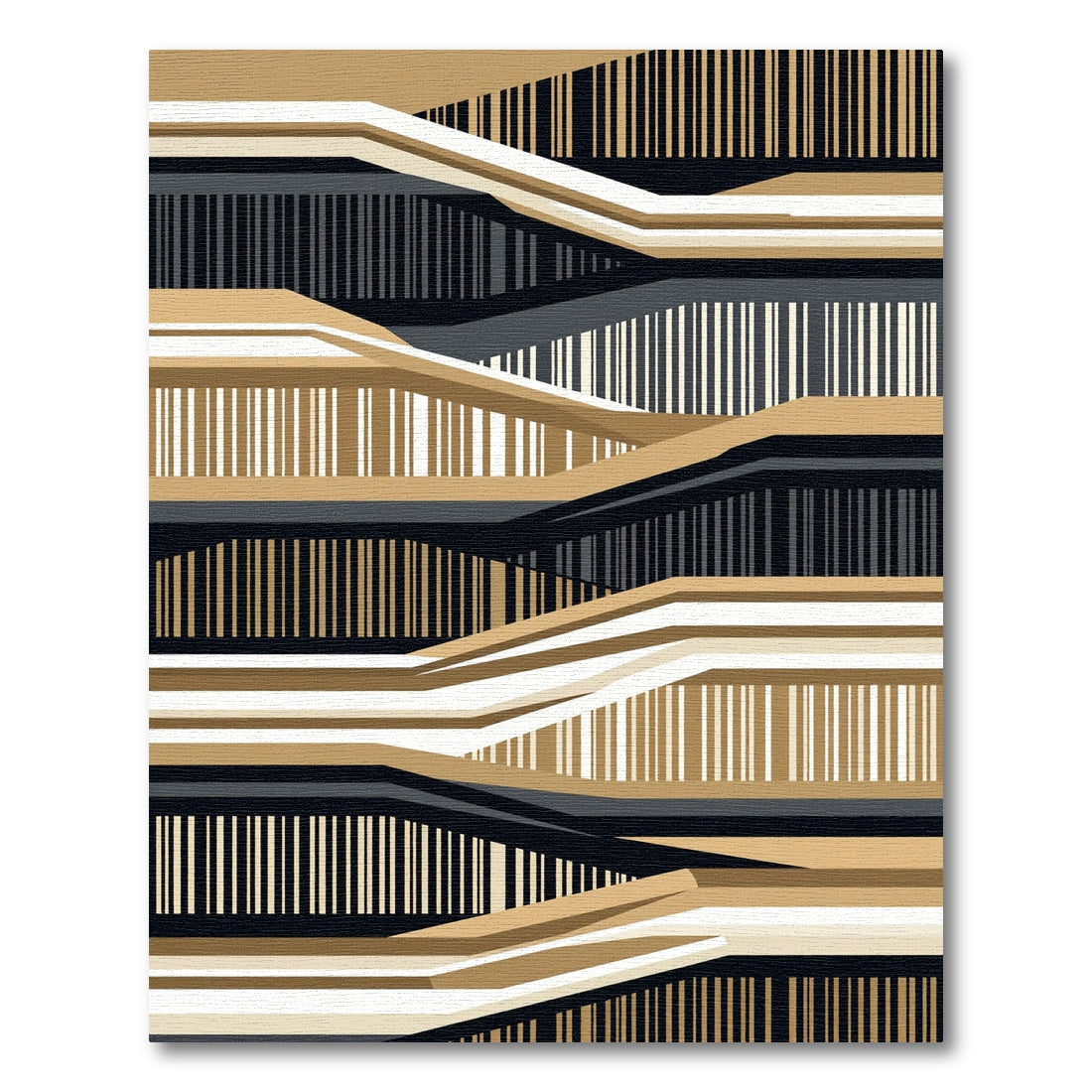 Minimalist Earth Tone Linear Abstract Rug