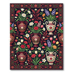 Vibrant Floral Vases Dark Backdrop Rug