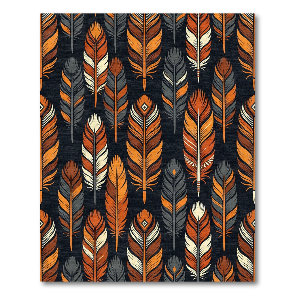 Earthy Feather Boho Fall Area Rug