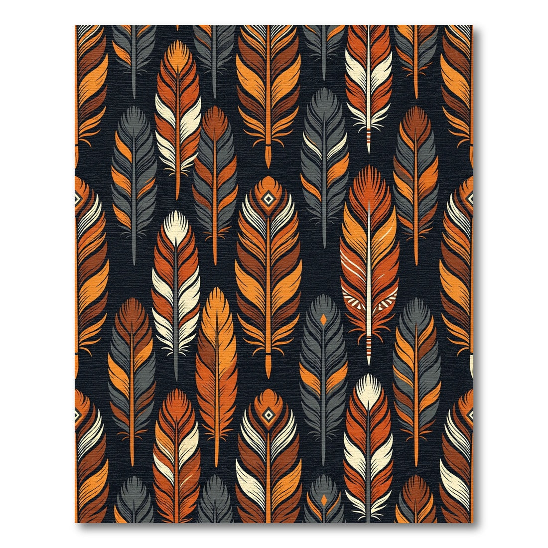 Earthy Feather Boho Fall Area Rug