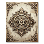 Ornate Antique Beige Floral Medallion Rug