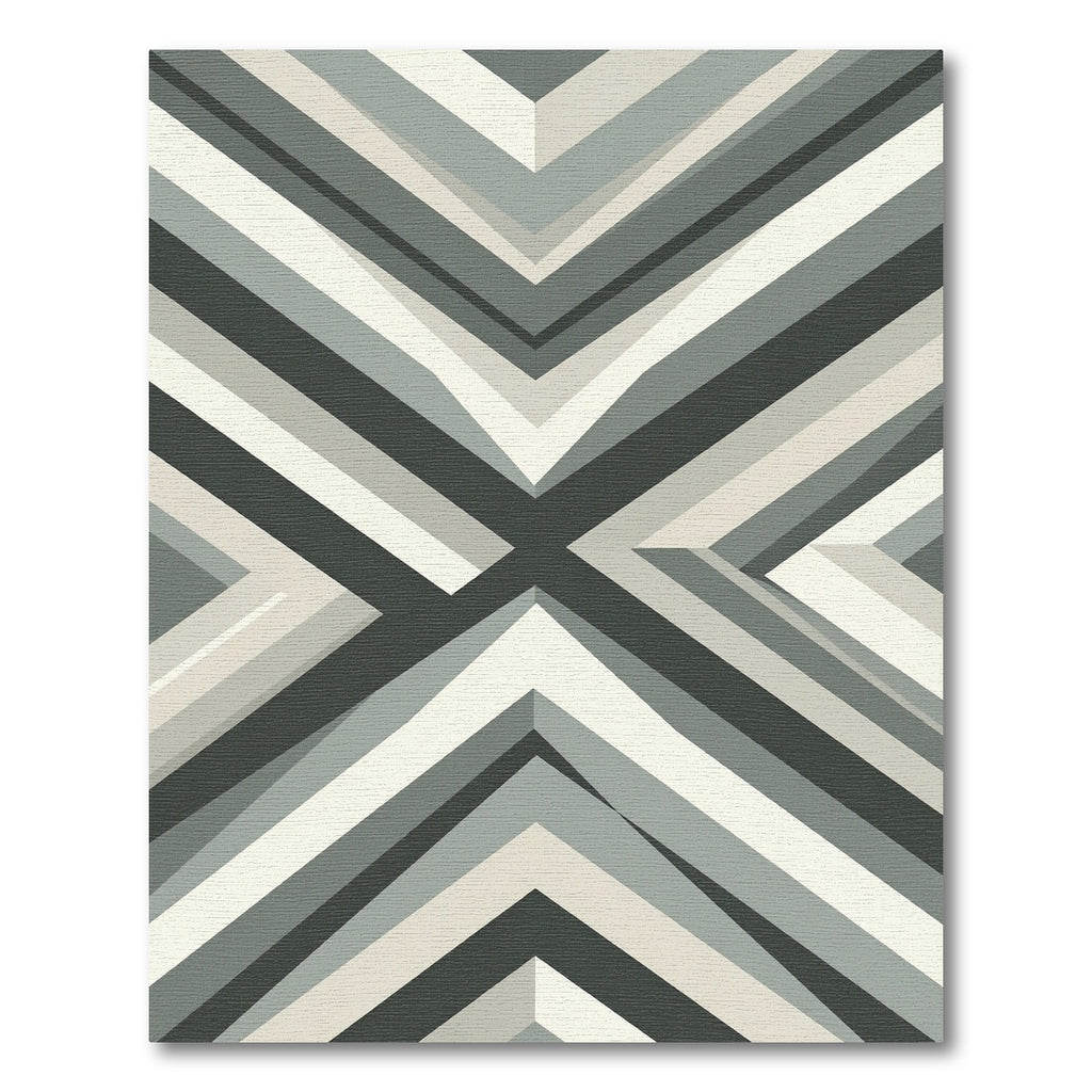 Modern Gray Geometric Chevron Accent Rug