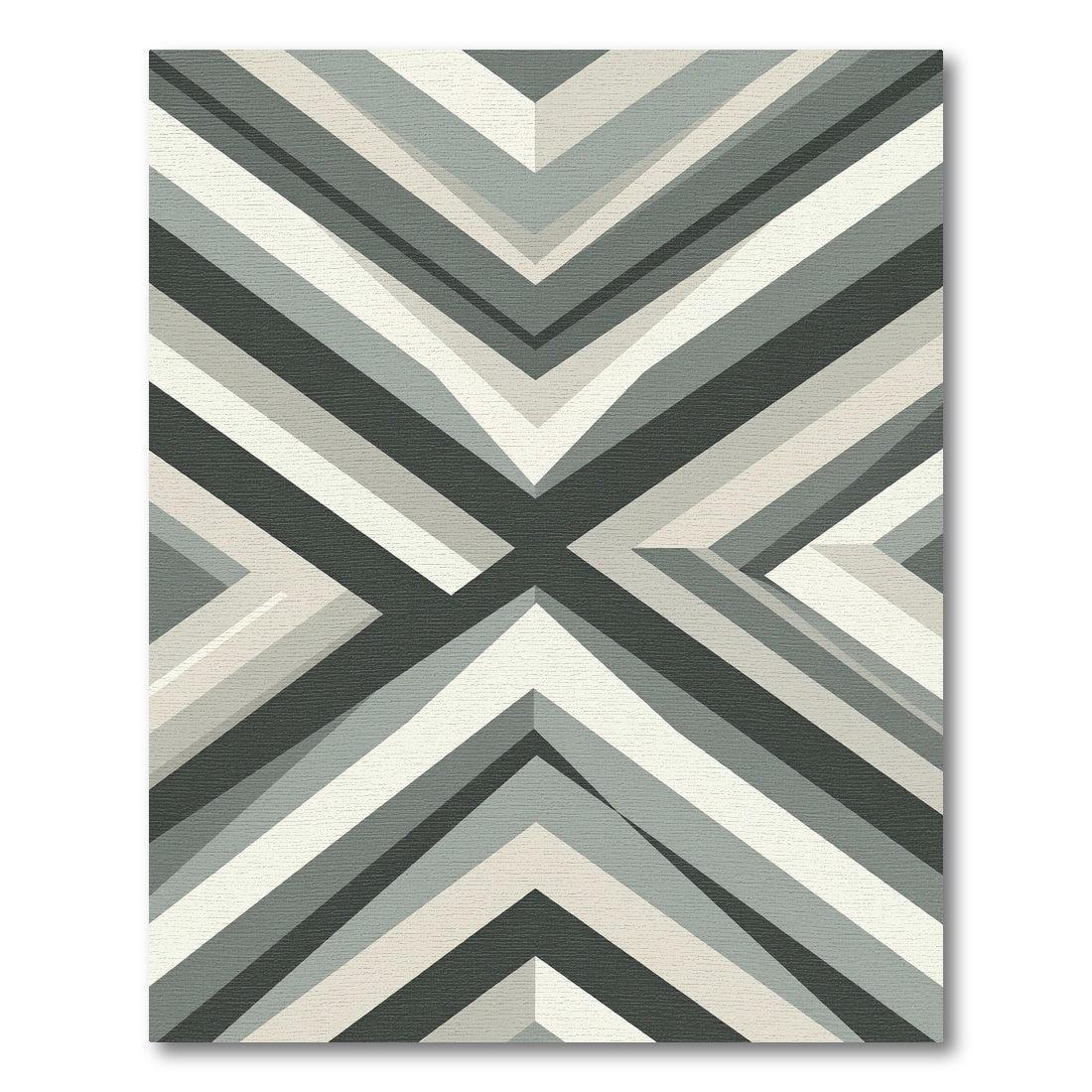 Modern Gray Geometric Chevron Accent Rug