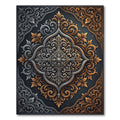 Elegant Silver and Gold Ornate Medallion Rug