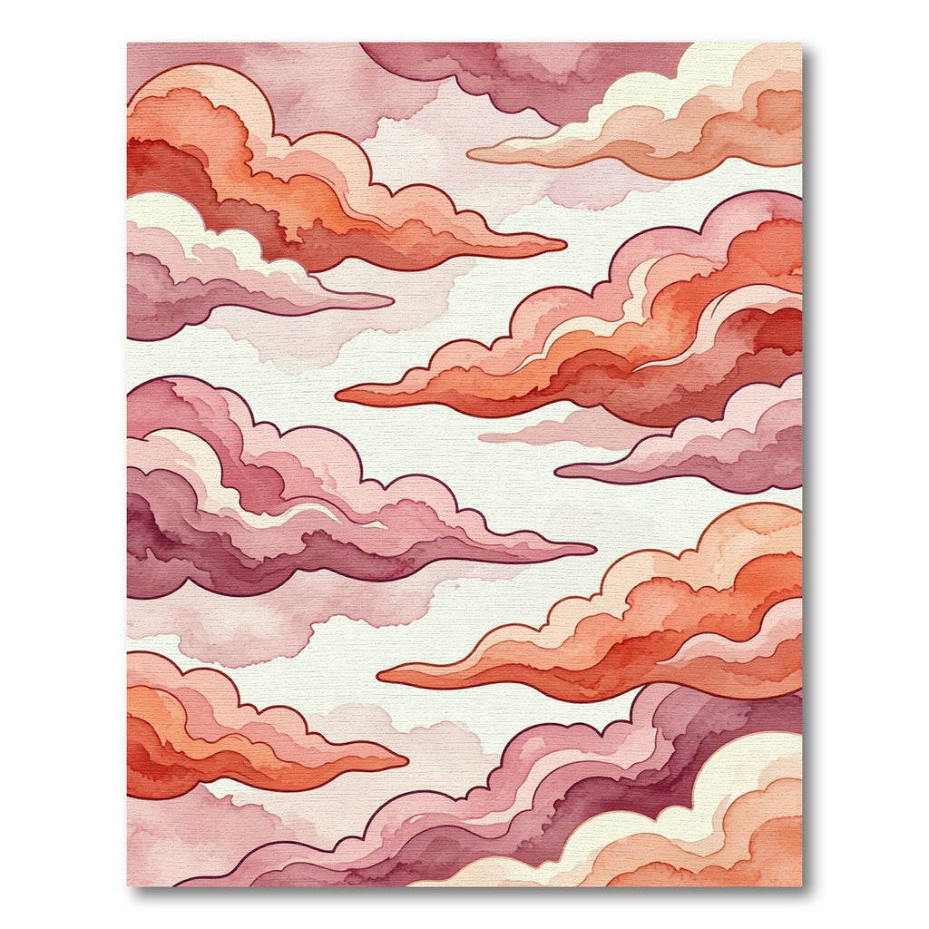 Crimson Cloudscape Watercolor Rug