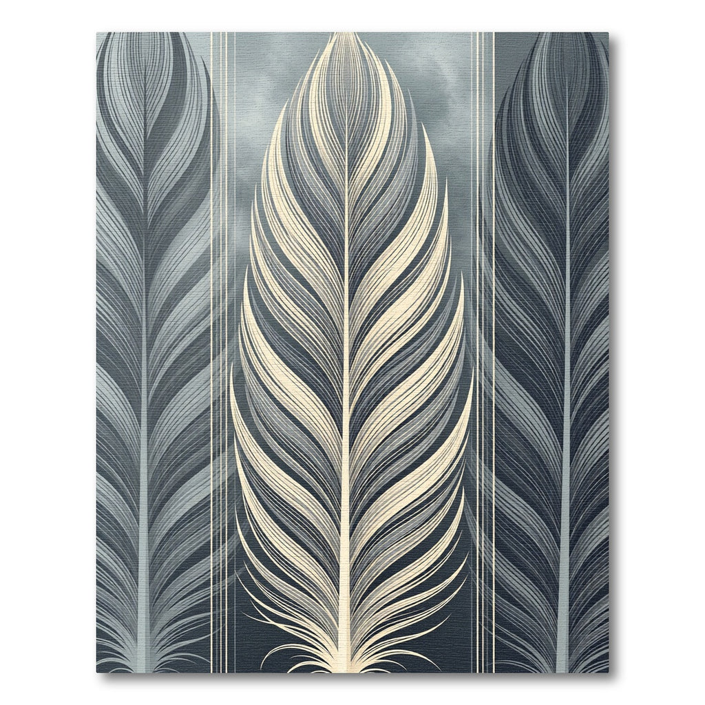Elegant Gray Plumed Feather Accent Rug