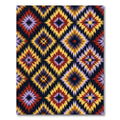 Vibrant Yellow Red Ikat Diamond Medallion Rug