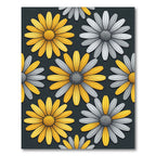 Yellow and Gray Daisy Floral Meadow Rug