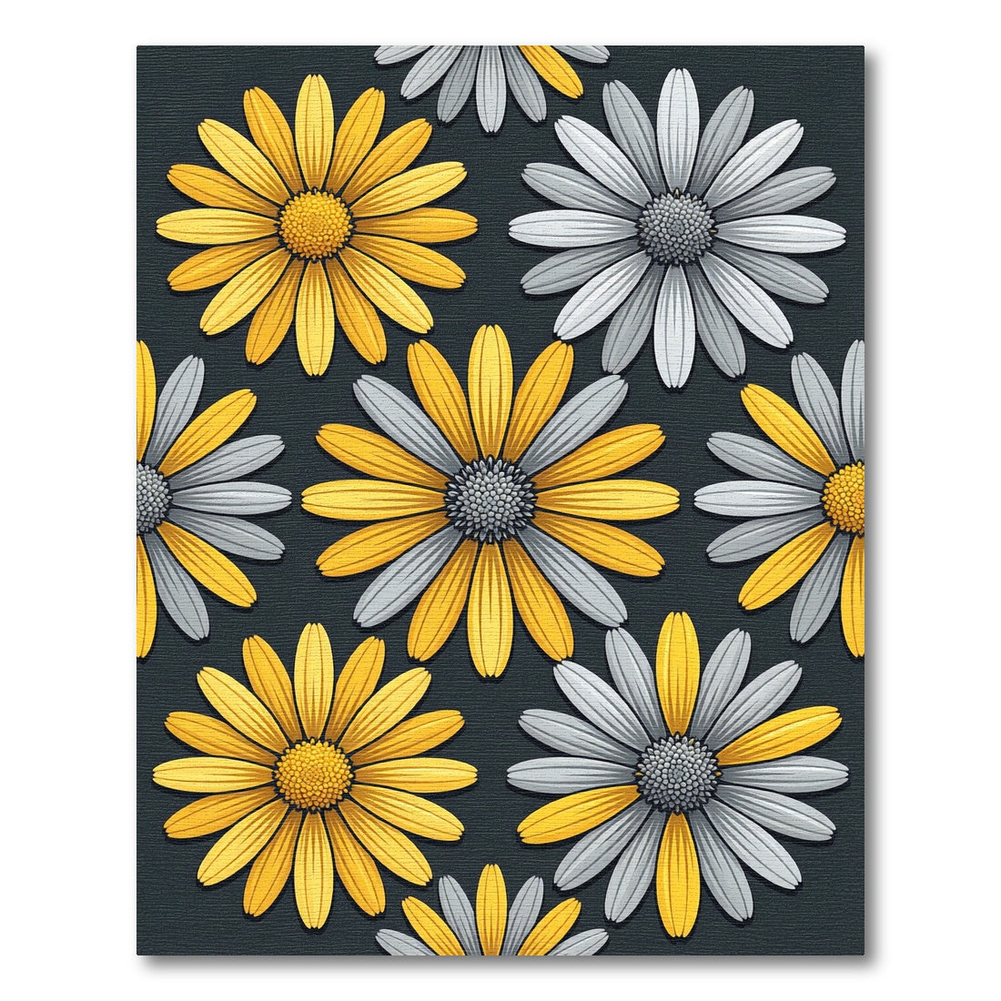 Yellow and Gray Daisy Floral Meadow Rug