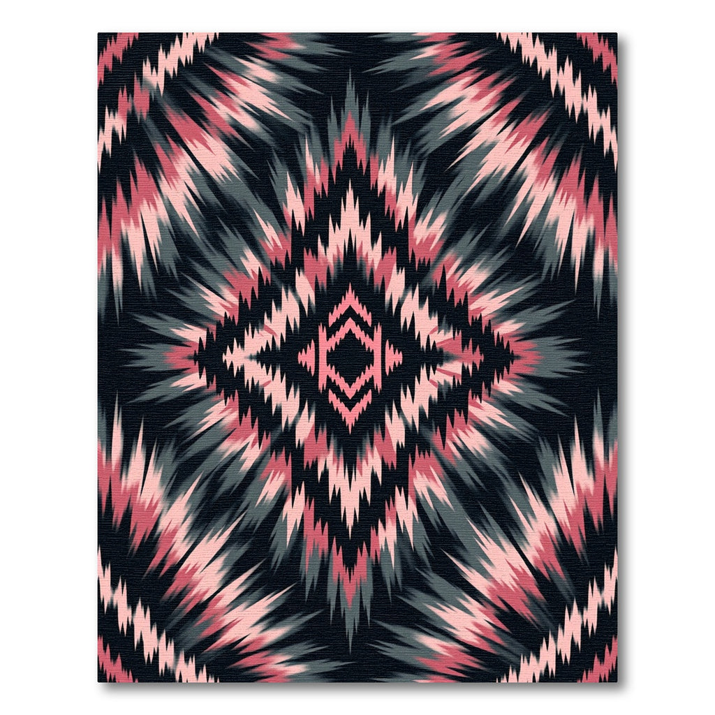 Bold Pink and Gray Geometric Ikat Rug